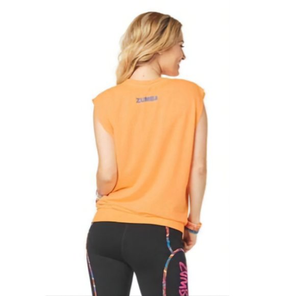 ZUMBA® WEAR - VIBES DON'T LIE Sleeveless Pullover Top - Orange or Grey - Picture 2 of 6